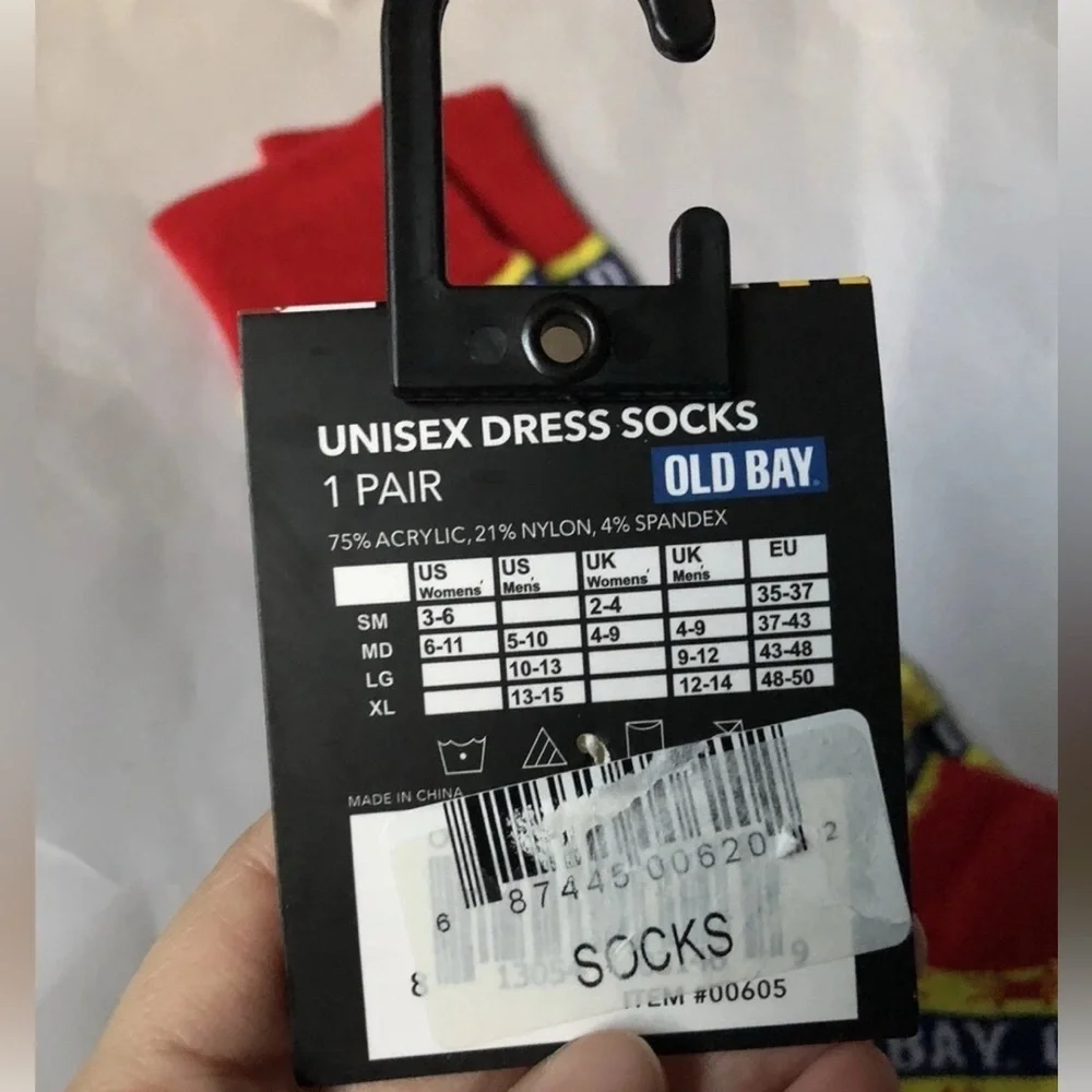 New Old Bay Seasoning Spice Crab Socks Size SM/MD 1 Pair